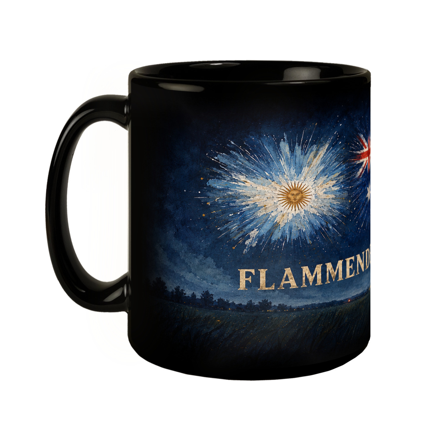 Länder Flammende Sterne 2026 Tasse schwarz – Ansicht 2