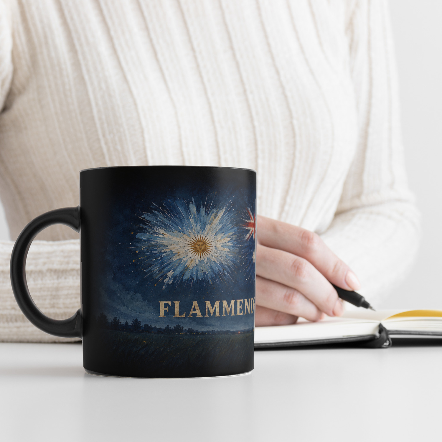 Länder Flammende Sterne 2026 Tasse schwarz – Ansicht 3