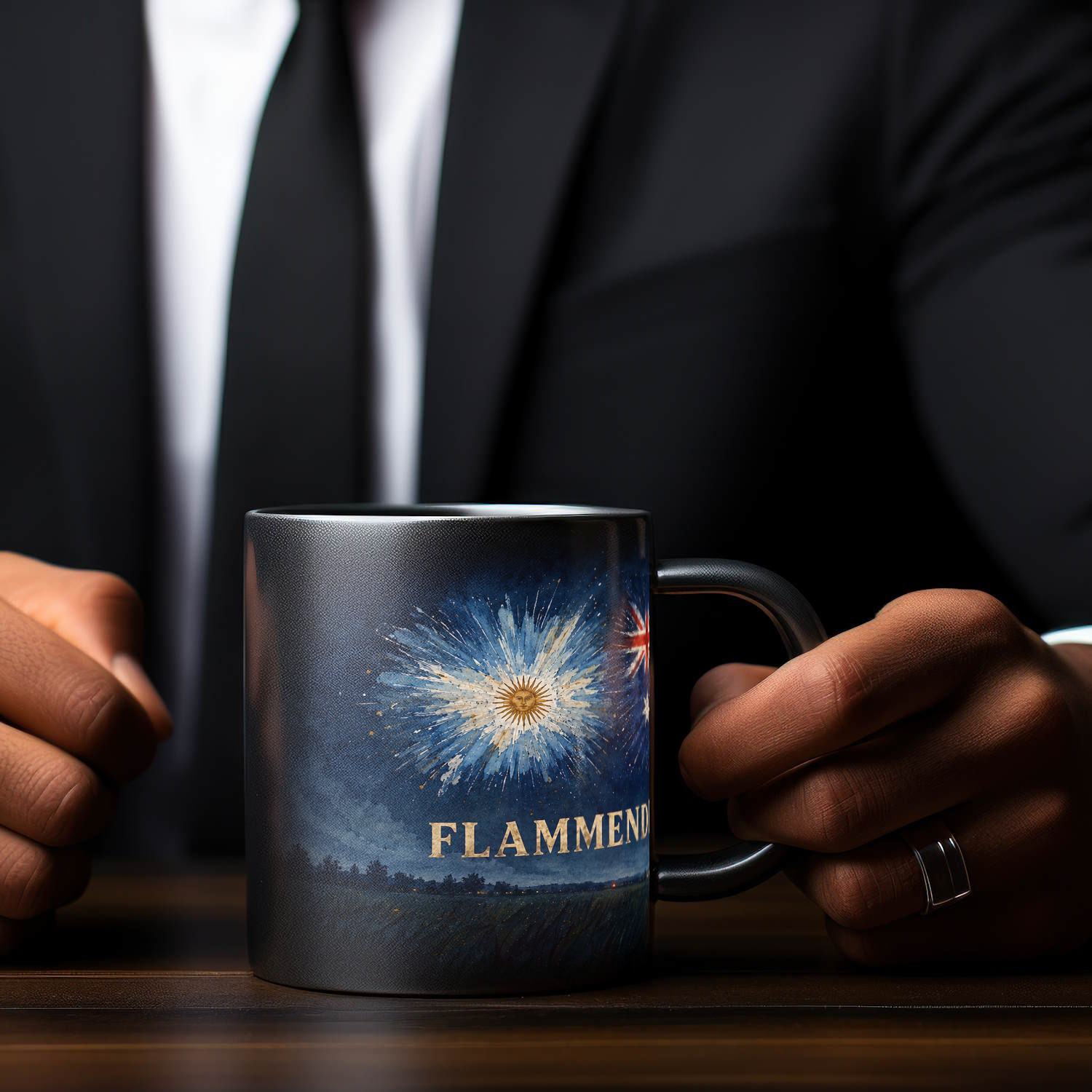 Länder Flammende Sterne 2026 Tasse schwarz – Ansicht 5