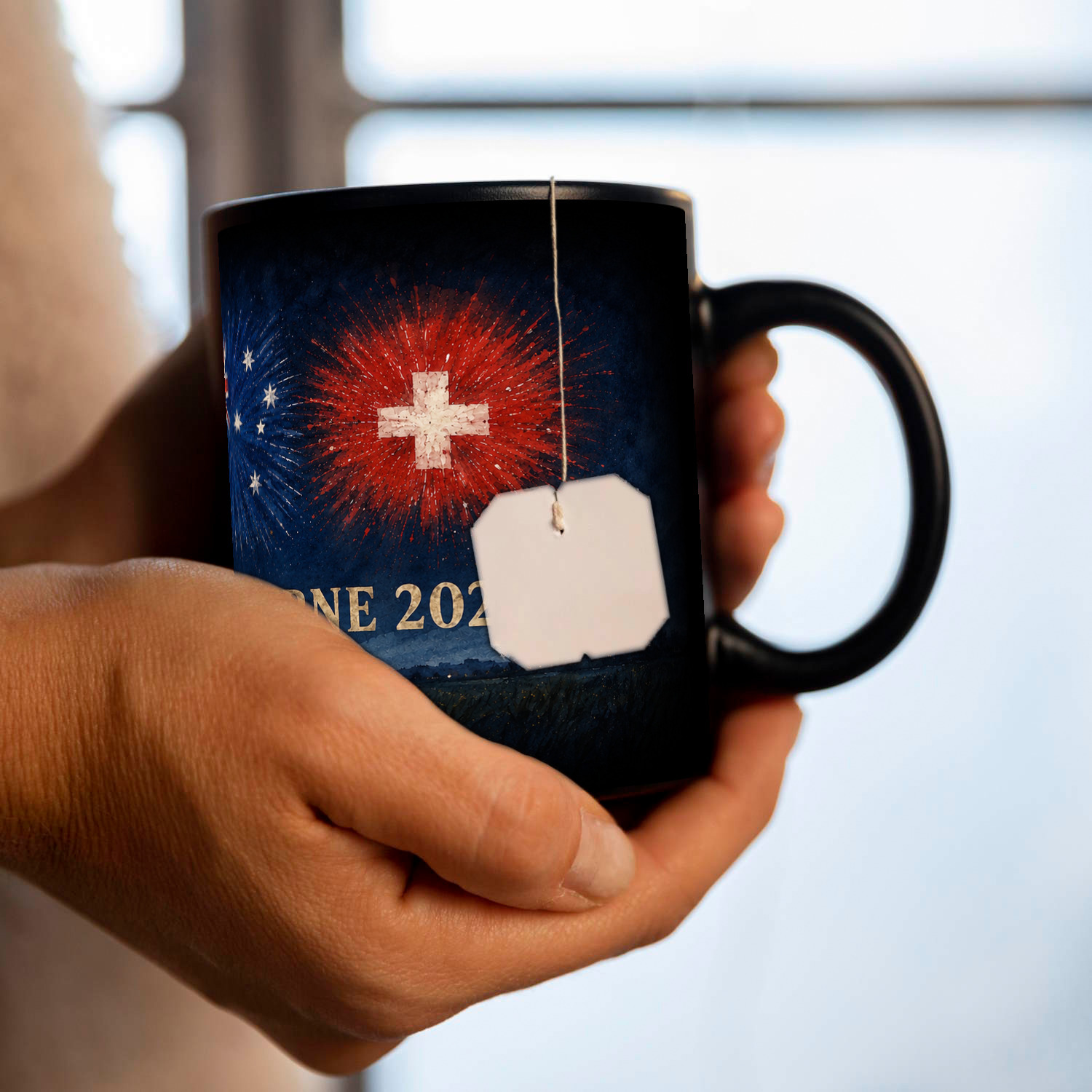 Länder Flammende Sterne 2026 Tasse schwarz – Ansicht 7