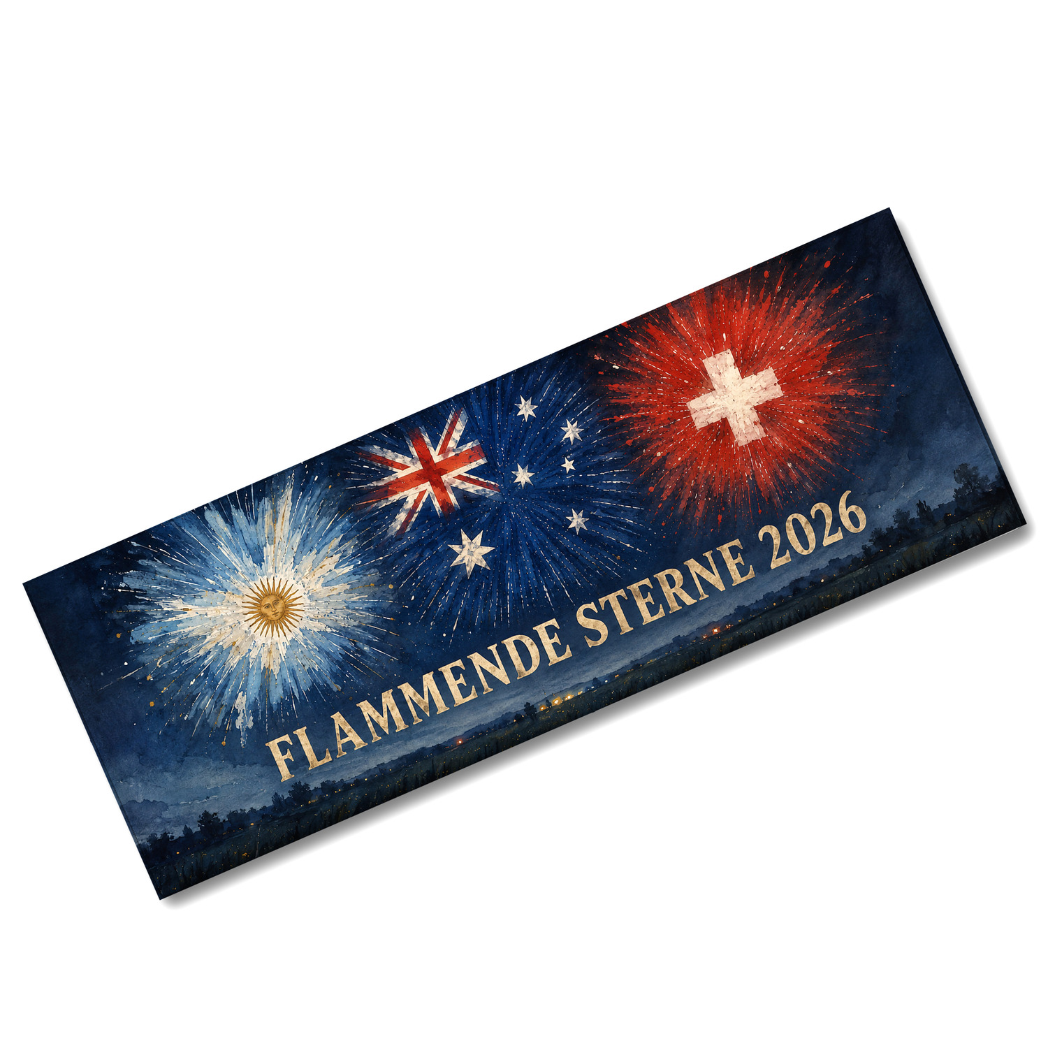 Länder Flammende Sterne 2026 Souvenir Magnet lang