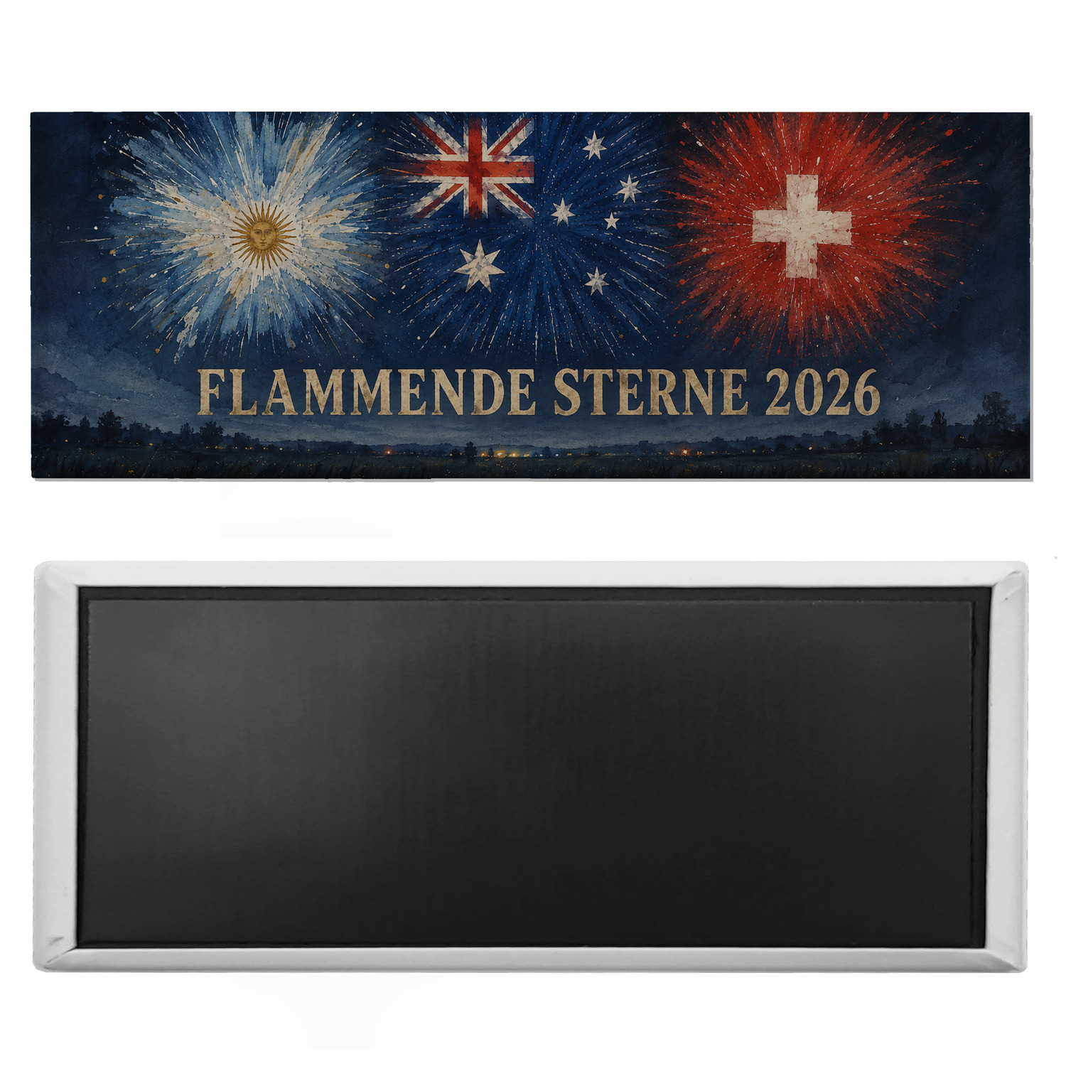 Länder Flammende Sterne 2026 Souvenir Magnet lang – Ansicht 2