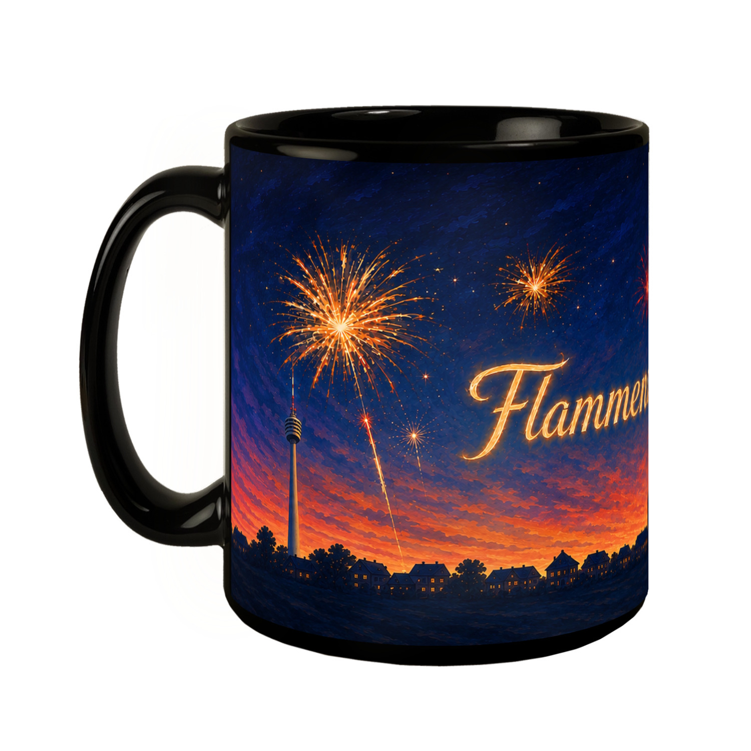 Skyline Flammende Sterne Tasse schwarz – Ansicht 2