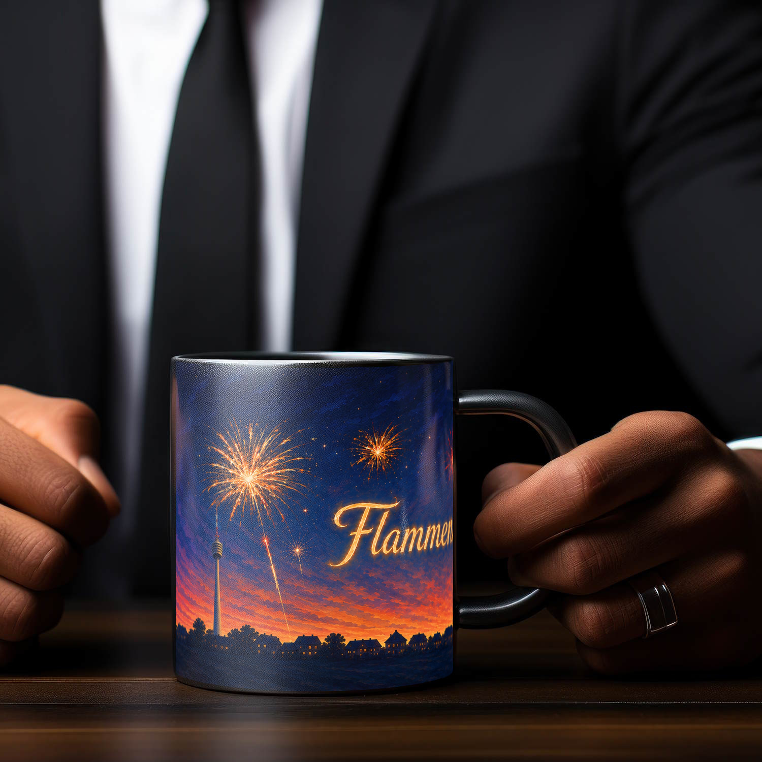 Skyline Flammende Sterne Tasse schwarz – Ansicht 5