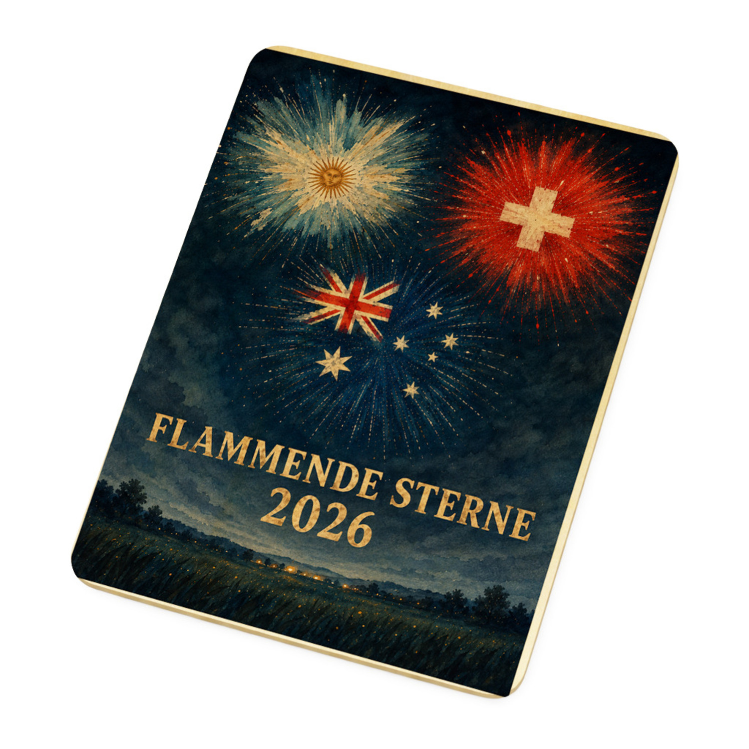 Länder Flammende Sterne Holzpostkarte