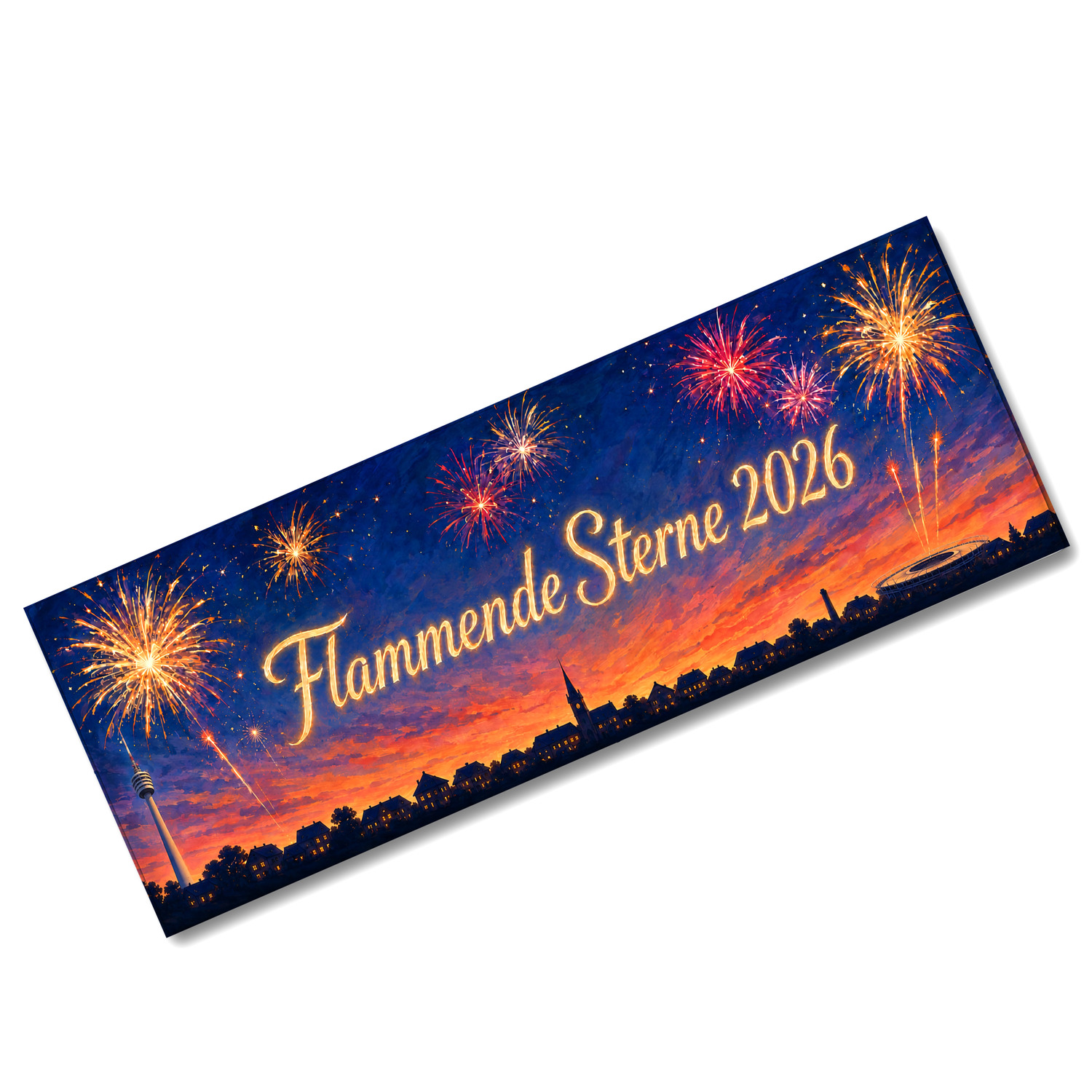 Skyline Flammende Sterne Souvenir Magnet lang