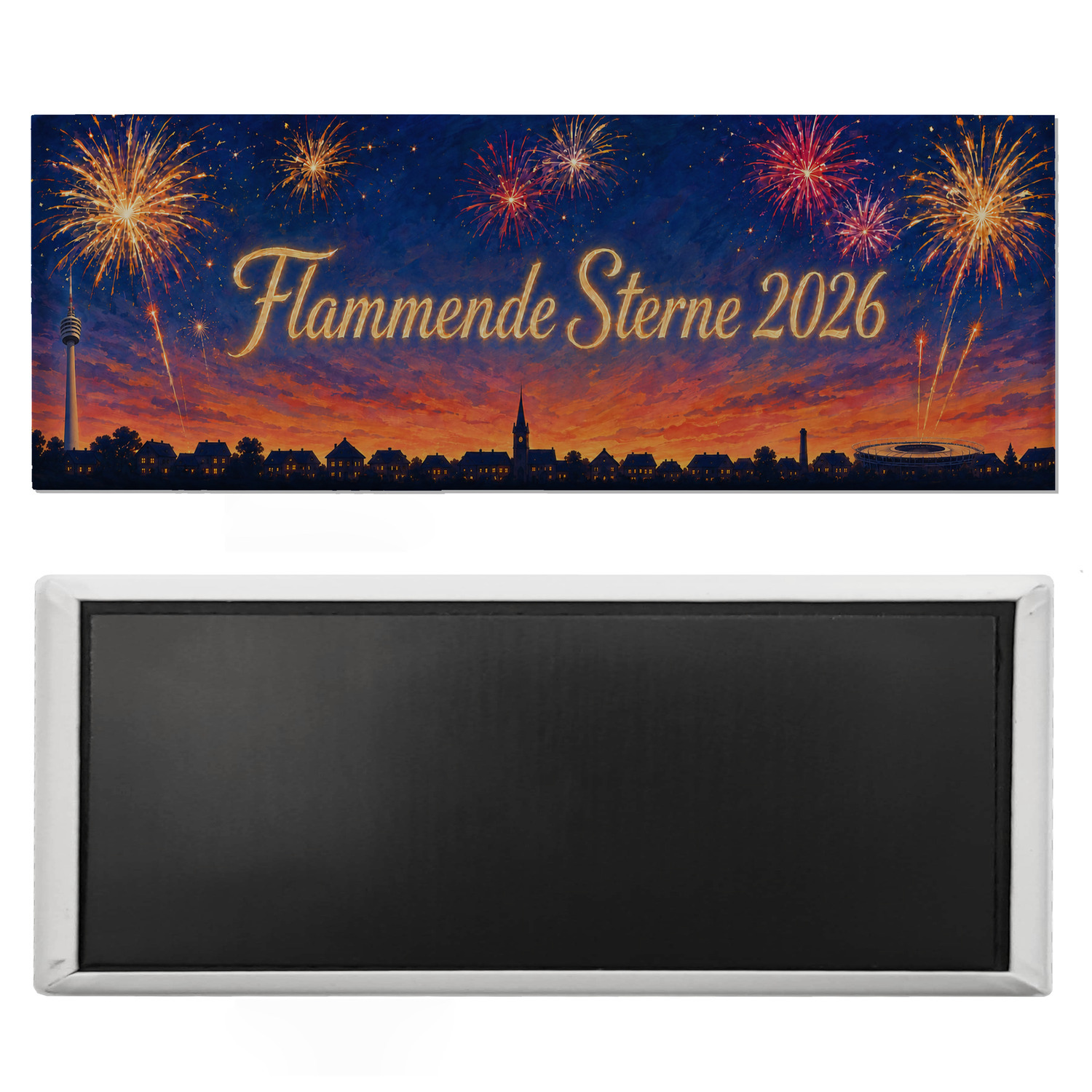 Skyline Flammende Sterne Souvenir Magnet lang – Ansicht 2