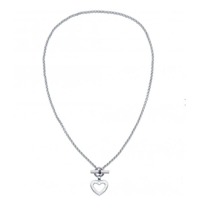 Tommy Hilfiger Collar de acero inoxidable con corazón abierto