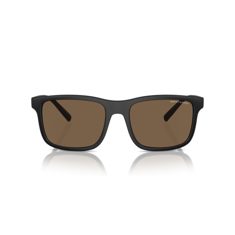 Armani Exchange Montura negra mate con lentes marrón oscuro