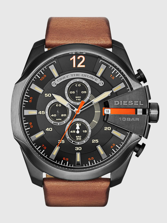 Diesel Mega Chief Reloj de cuero marrón