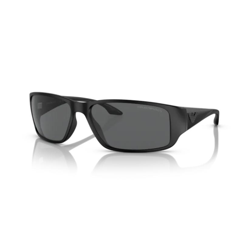 Emporio Armani Montura negra recubierta de goma con lentes gris oscuro