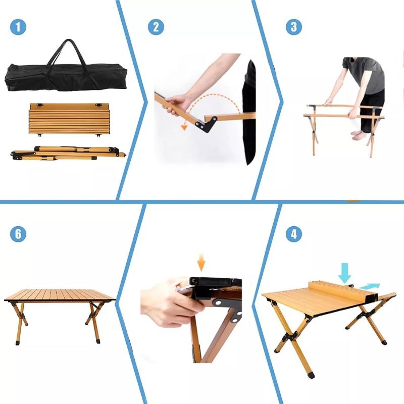 Mesa Pegable Rectángular Multiuso Portátil Pegable Camping Viaje 90x60 CM