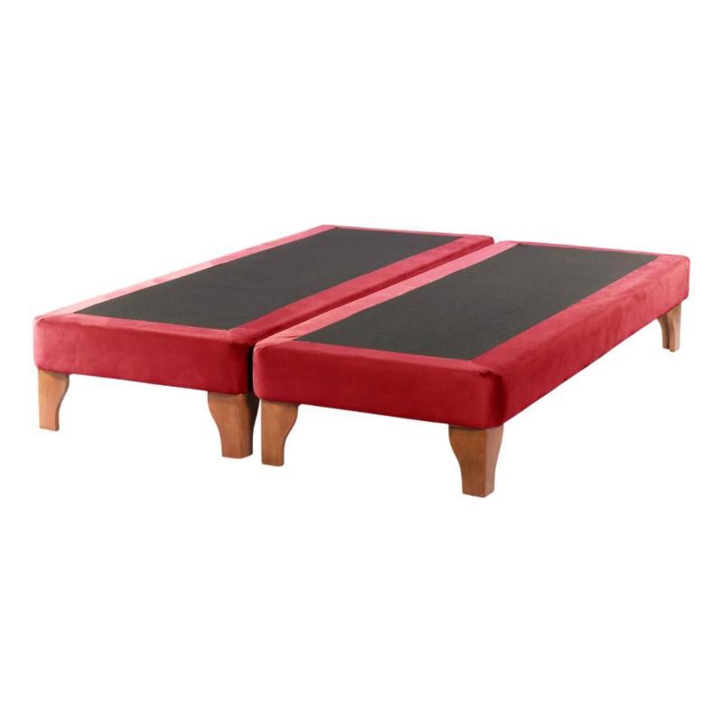 Base Dividida Cama Europea King 200x180 CM Rojo Felpa