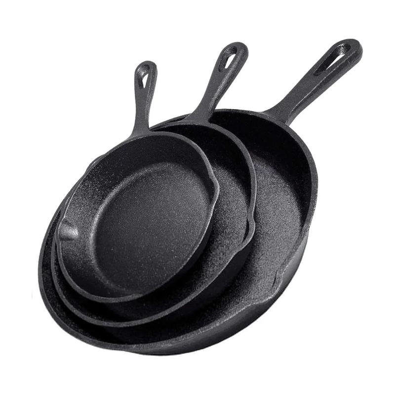 Set Juego Sartenes Hierro Fundido 3 Piezas