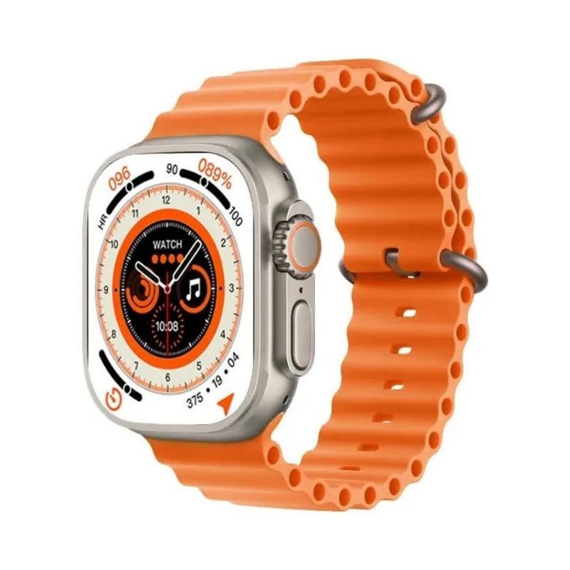 Reloj Inteligente Android iPhone S8 Ultra Pro Max Plateado Correa Naranja