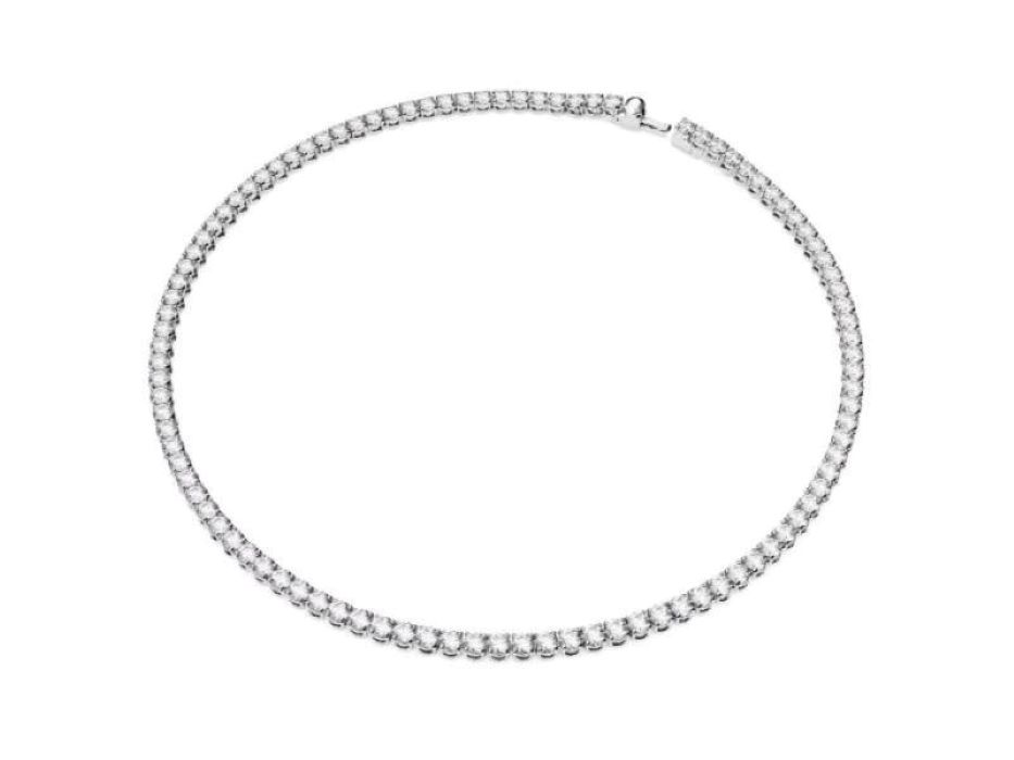 Swarovski Matrix Tennis Collar, Talla redonda, Blanco, Baño de rodio