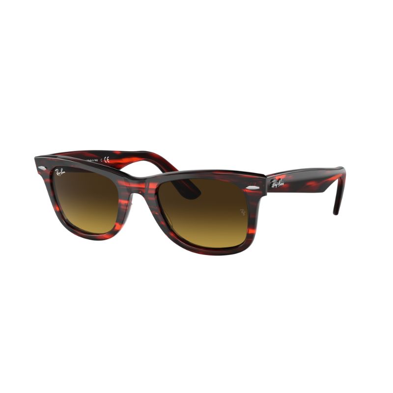 Ray-Ban Wayfarer Rayas Rojas con Degradado Marrón