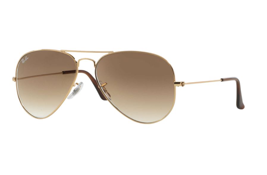 Ray-Ban RB3025 Aviator Montura dorada con lentes degradados en marrón claro