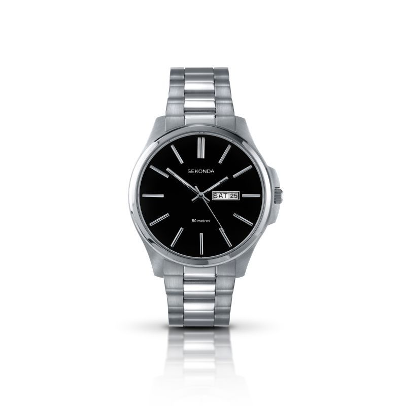 Sekonda Reloj de caballero plateado y Negro