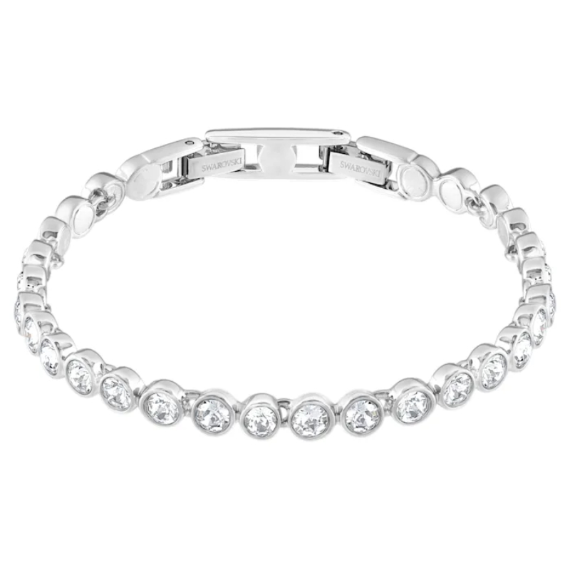 Swarovski Pulsera de tenis, blanco, baño de rodio