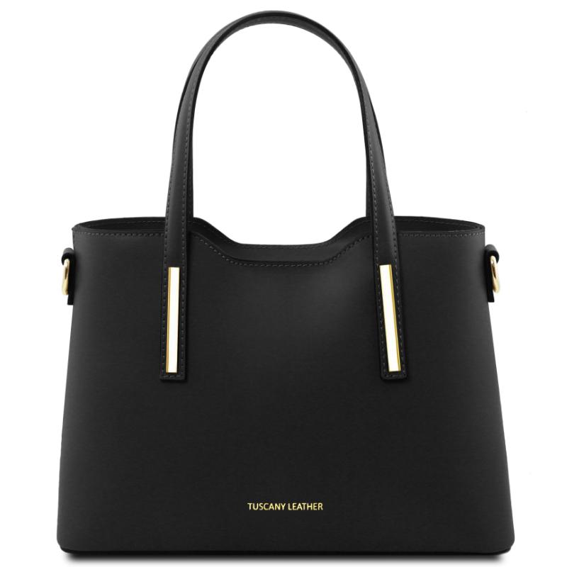 Tuscany Leather Tote Olimpia pequeño de piel Negro