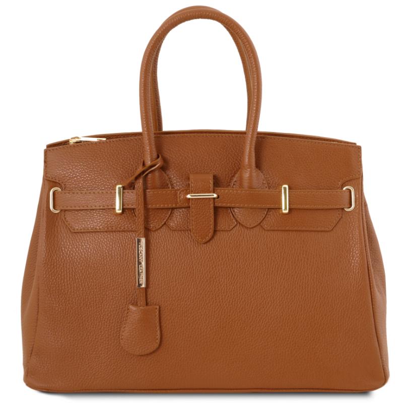 Tuscany Leather Bolso con herrajes dorados color coÃ±ac
