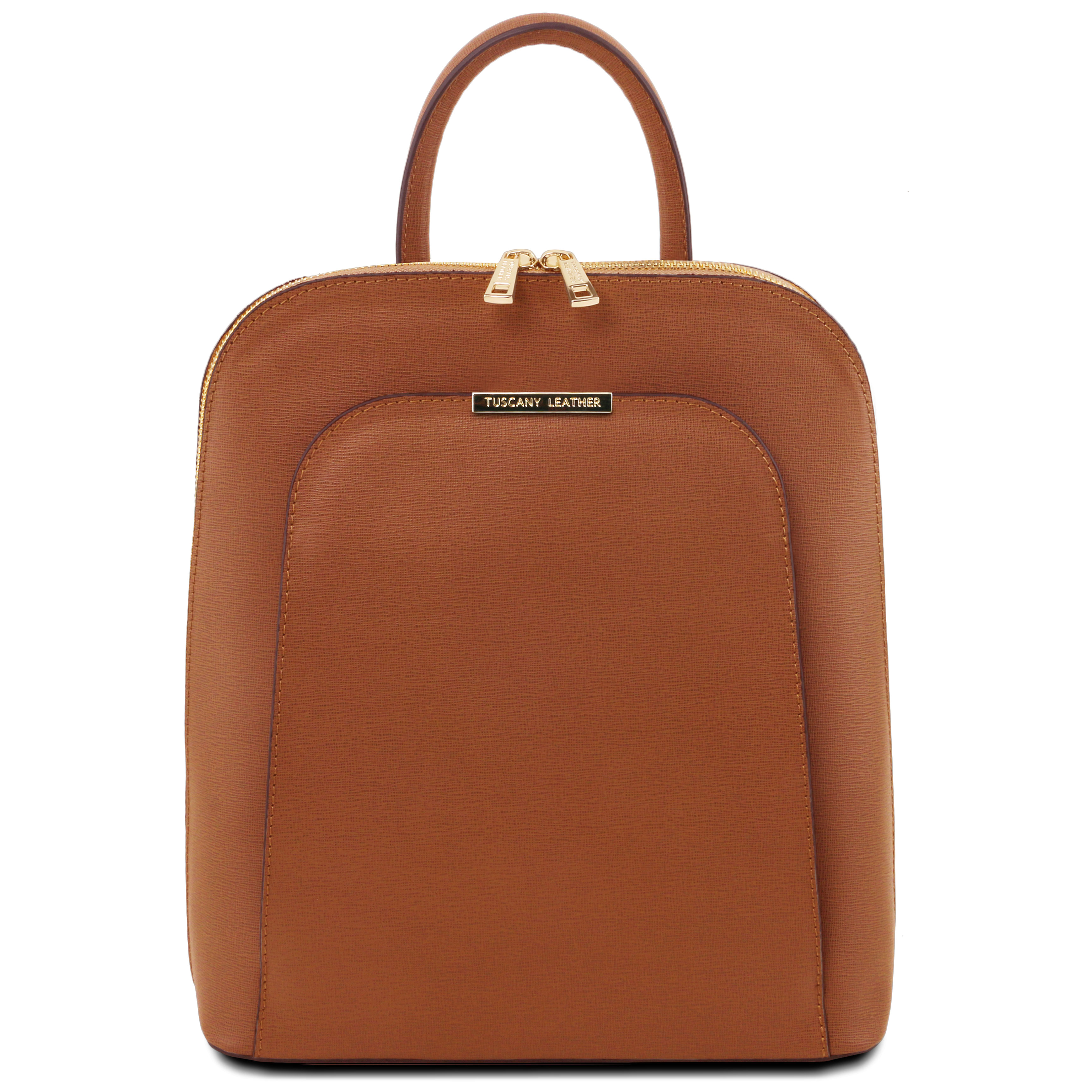 Tuscany Leather Tl Bag - Mochila en Piel Saffiano para Mujer - Coñac