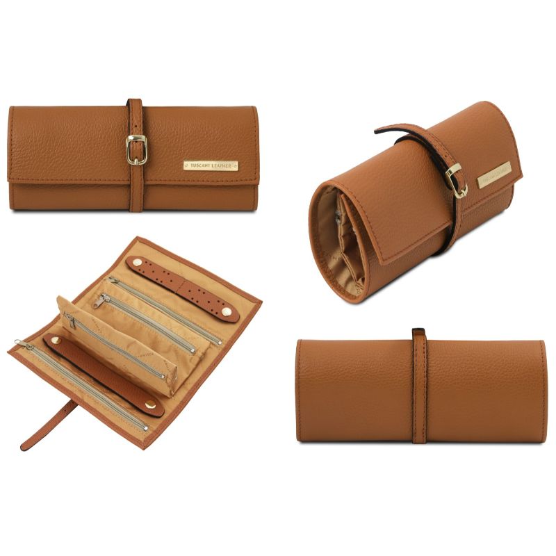 Tuscany Leather Joyero de piel suave Coñac