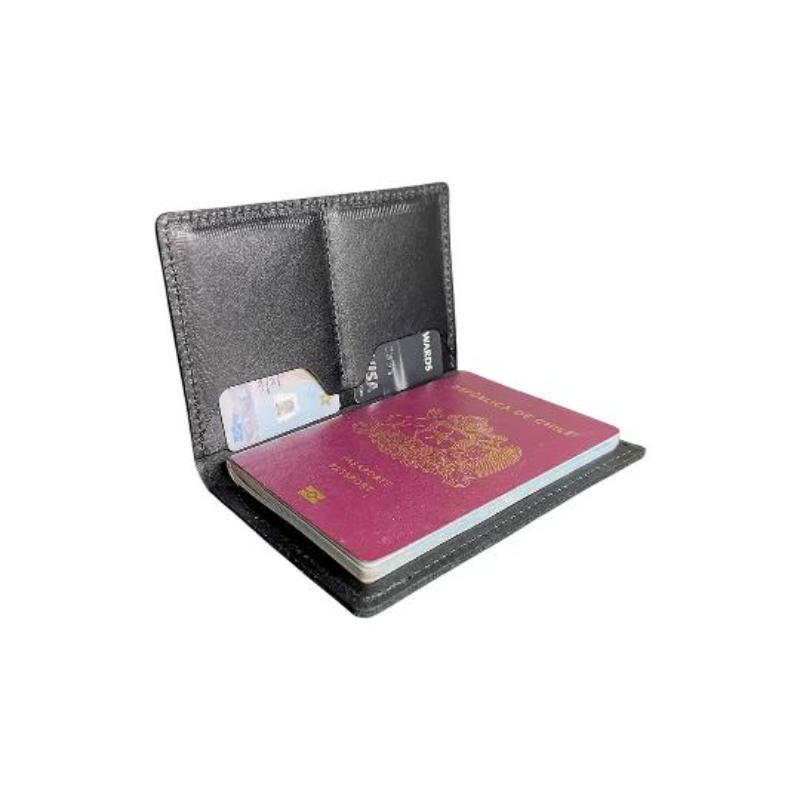 Tratur Porta Pasaporte de Cuero Negro