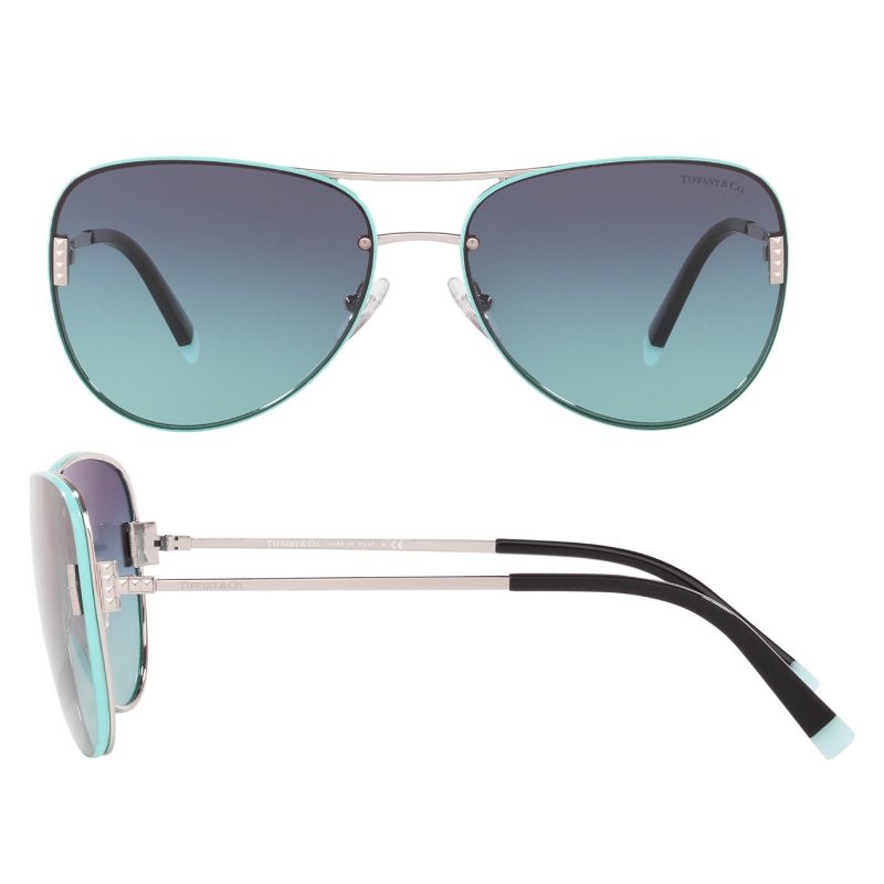 Tiffany & Co TF3066 Marco plateado y azul Tiffany con lente azul degradado azul