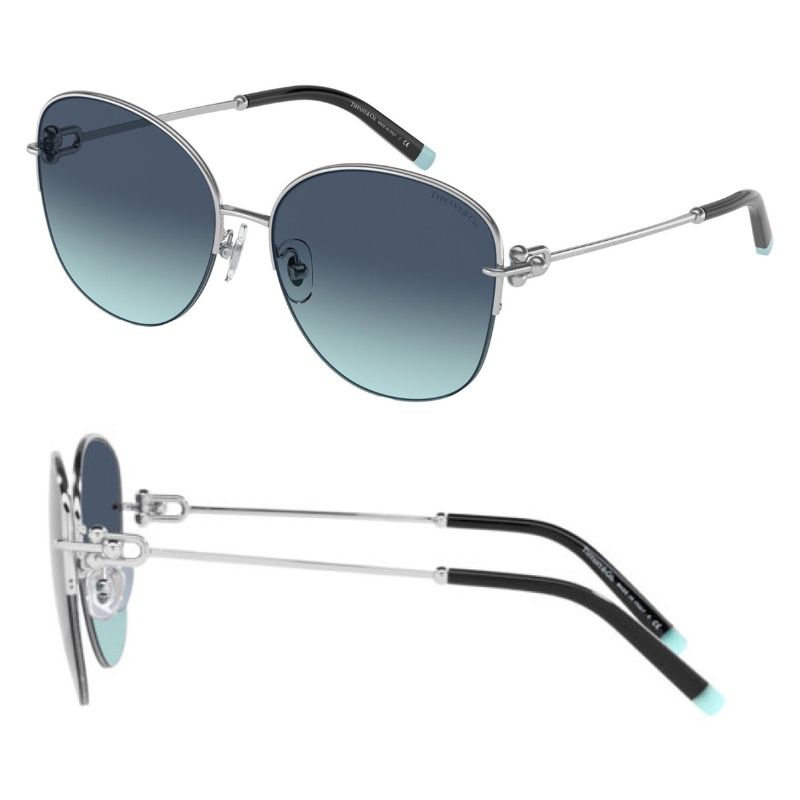 Tiffany & Co TF3082 Marco plateado con lente azul degradado azul