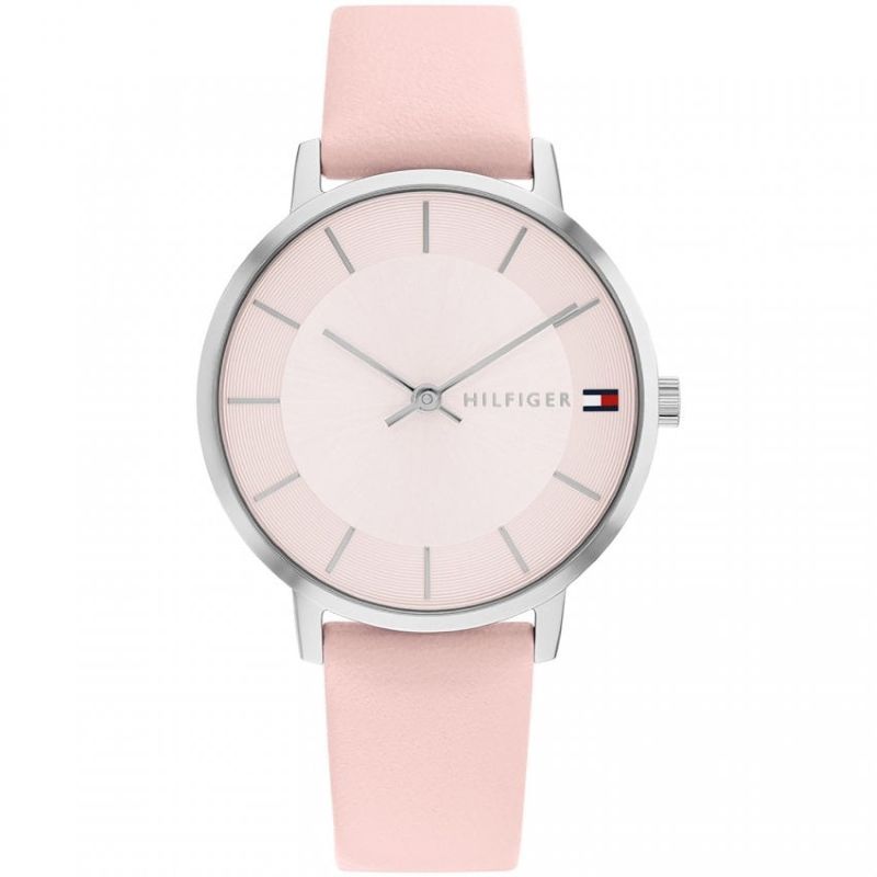 Tommy Hilfiger Pippa Reloj con esfera rosa y correa de cuero rosa