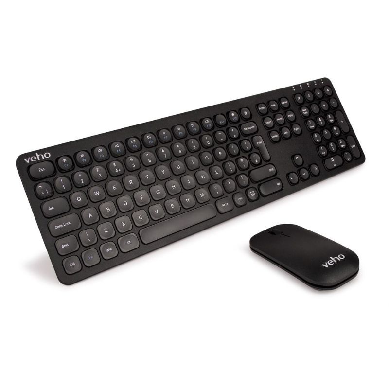 Veho HUT8 WZ-1 Combo de teclado inalámbrico delgado y mouse de desplazamiento de 2.4 ghz