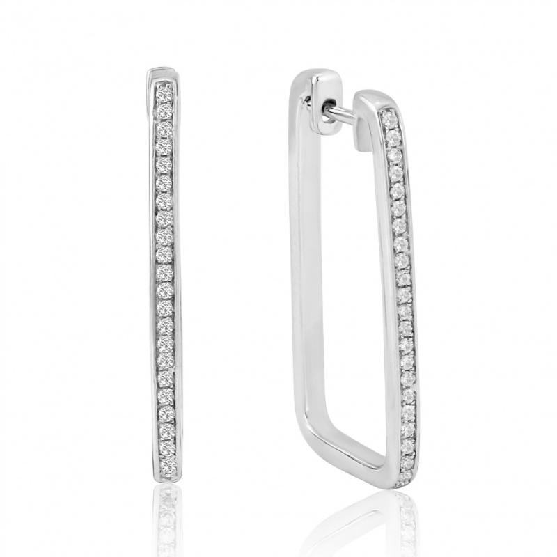 Waterford Crystal Splendor plata esterlina pendientes de aro rectangulares