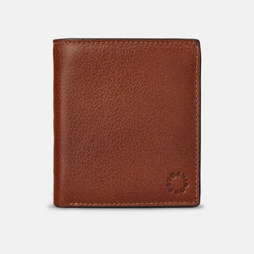 Cartera Yoshi de cuero marrón con dos pliegues y bolsillo para monedas