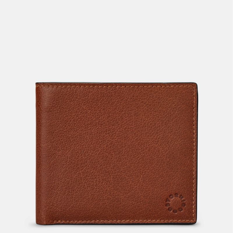 Cartera Yoshi de dos pliegues East West de cuero marrón con RFID
