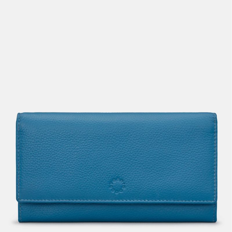 Monedero de piel con solapa Yoshi Hudson Azul Petróleo