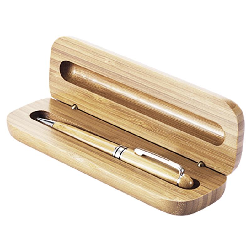 Set Bolígrafo Lápiz Estuche De Bambú Deluxe