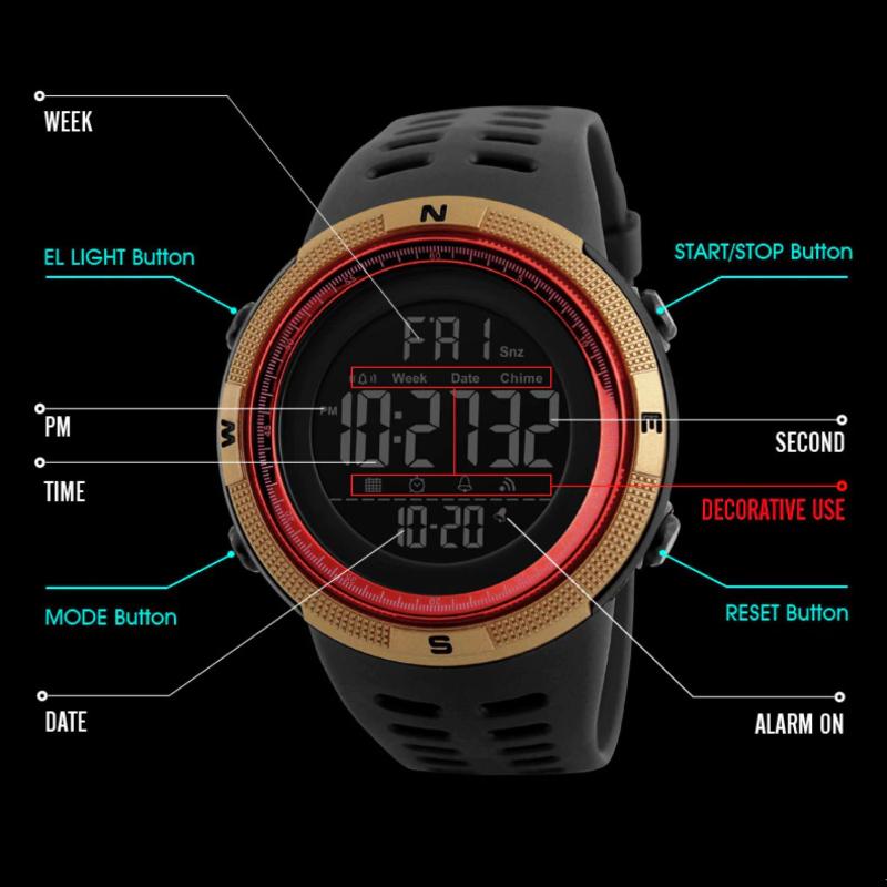 Reloj Digital Deportivo Resistente Al Agua Negro