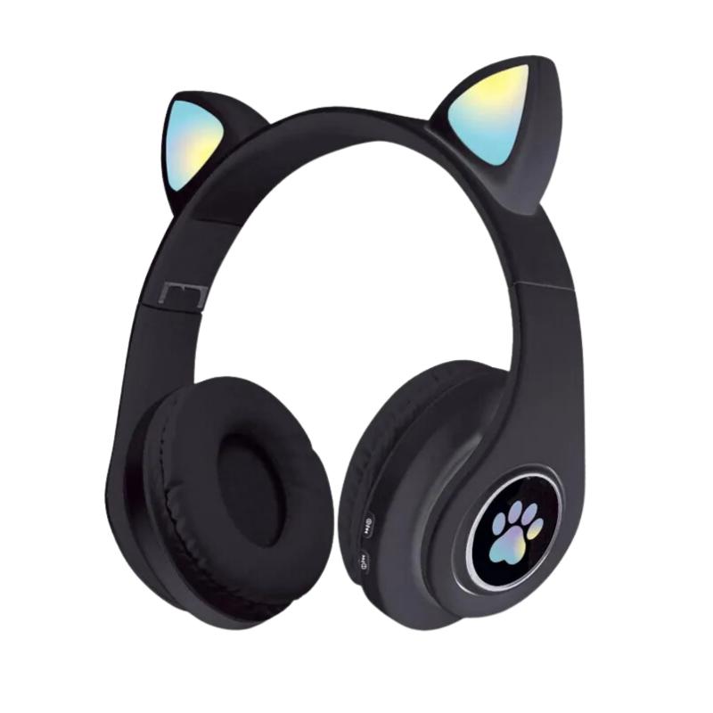 Audífonos inalámbrico Orejas Gato Led Wireless Bluetooth Negro