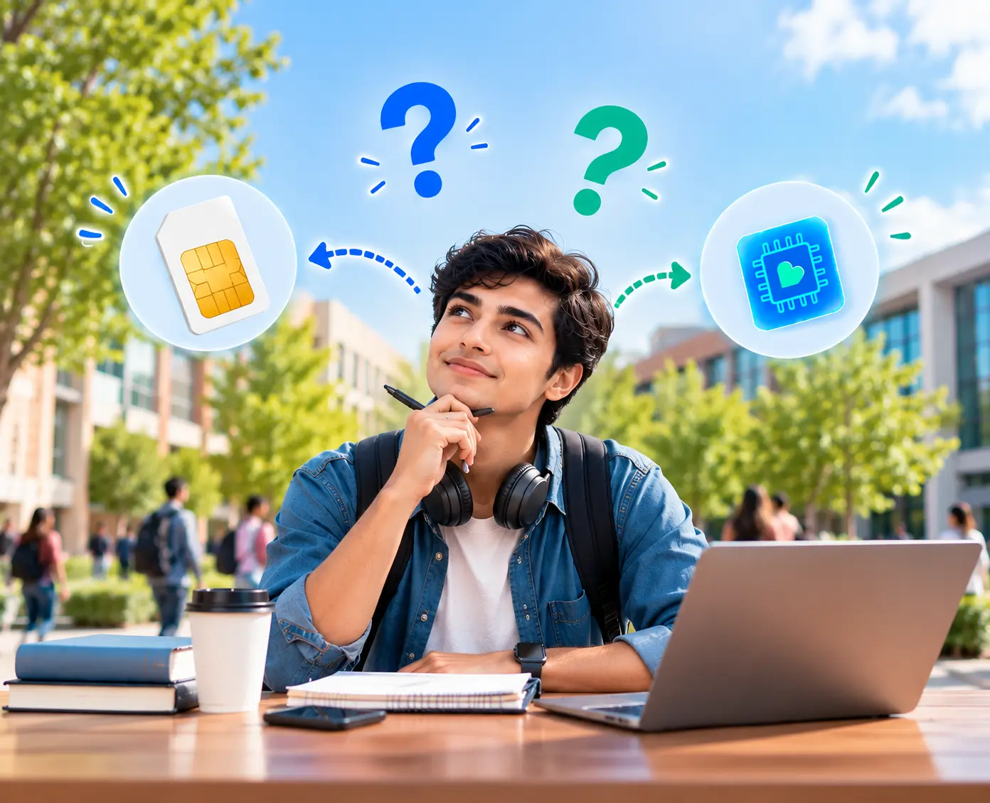 student thinking between choosing the sim or esim