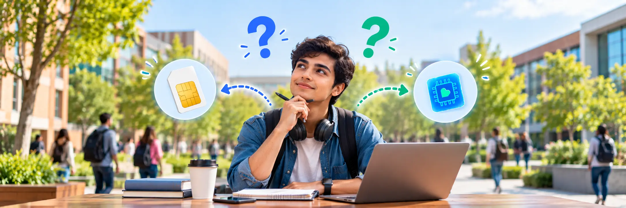student thinking between choosing the sim or esim