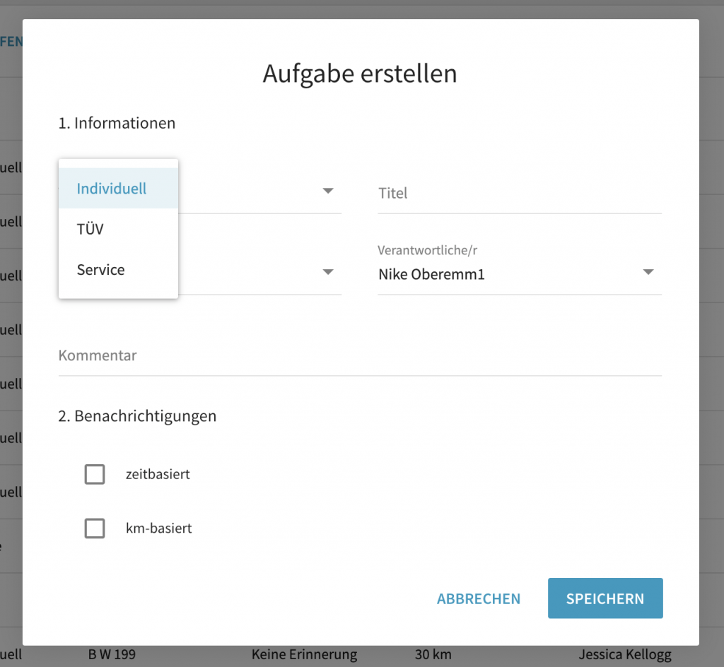 Vorschau Aufgabe erstellen Fenster