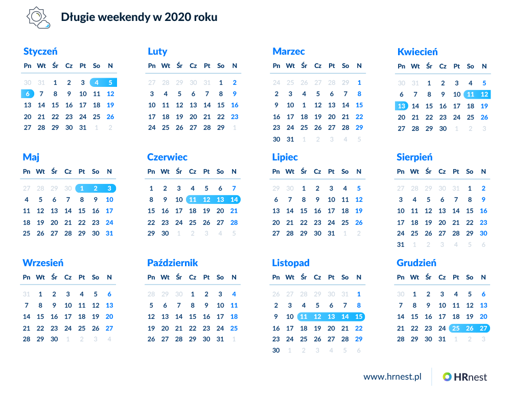 Długie weekendy 2020