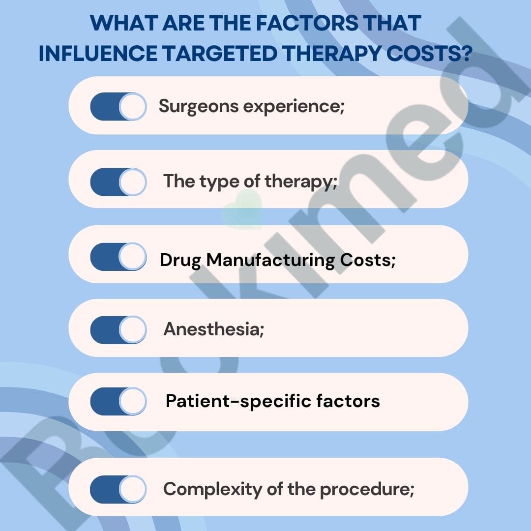 Factors that influence the targeted therapy costs.