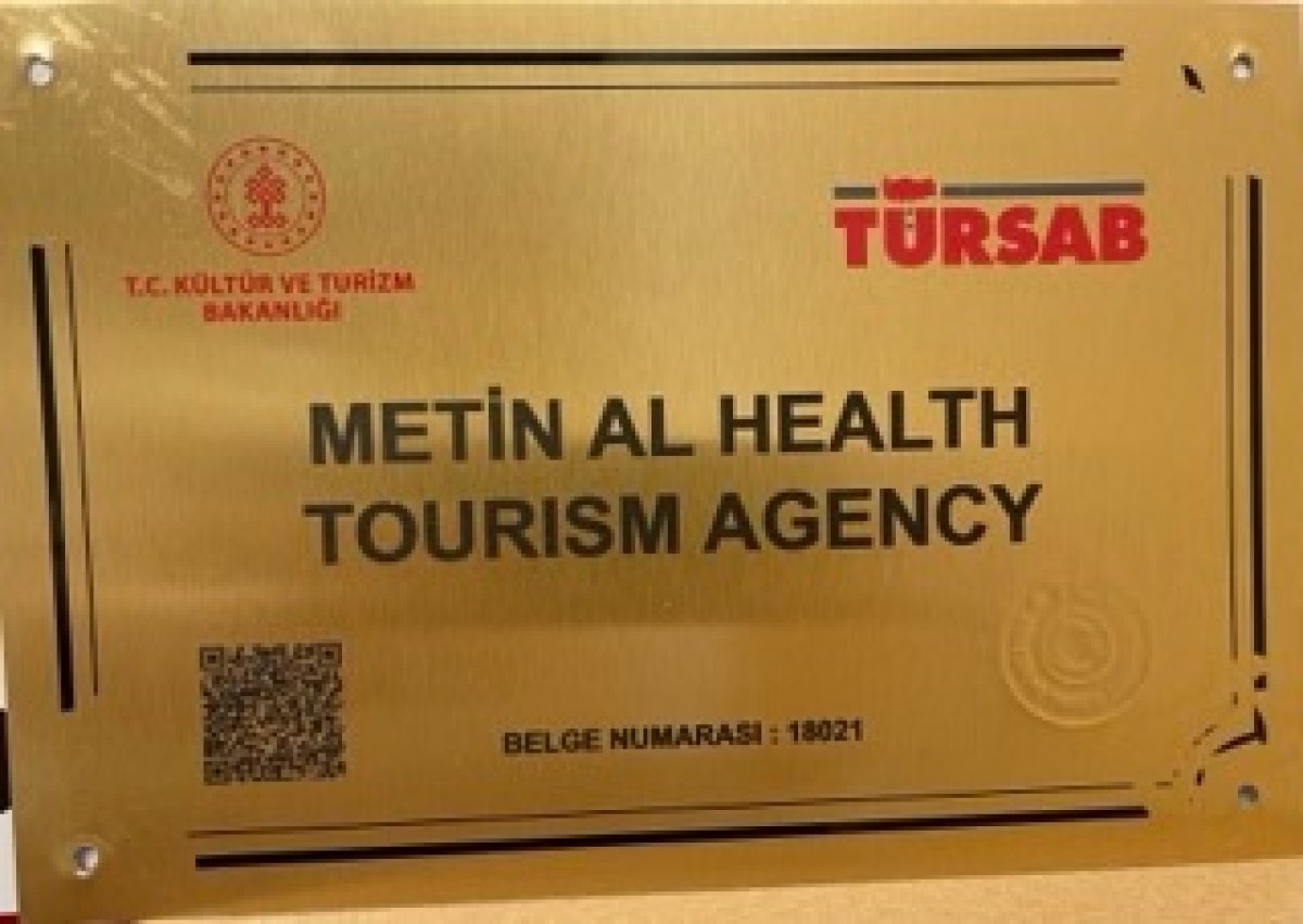 رخصة وكالة سياحة طبية لـ Metin Al Health صادرة عن وزارة الثقافة والسياحة التركية