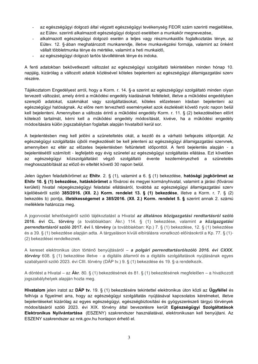 Aviso oficial de cumplimiento normativo para BMC Dental Klinik, autoridad sanitaria húngara