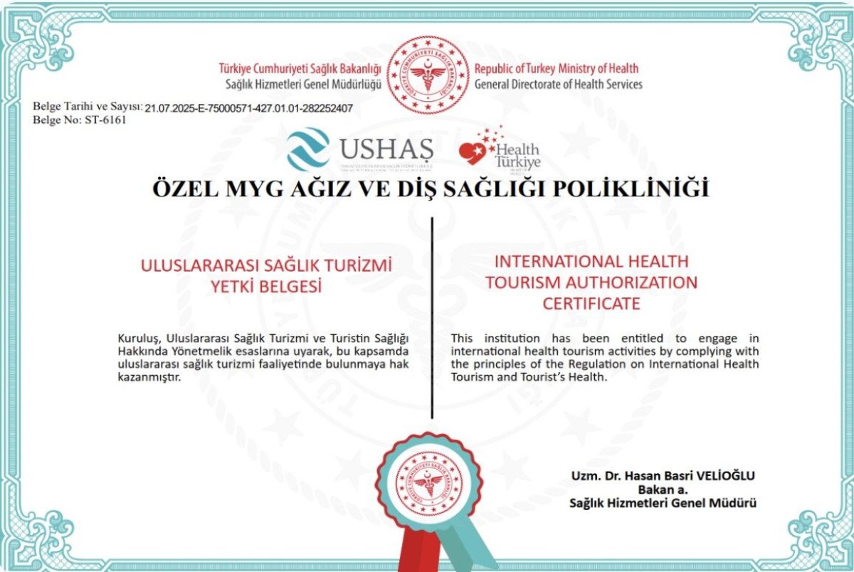شهادة تفويض السياحة الصحية الدولية لـ Vitaluxe Istanbul من وزارة الصحة التركية، 2025
