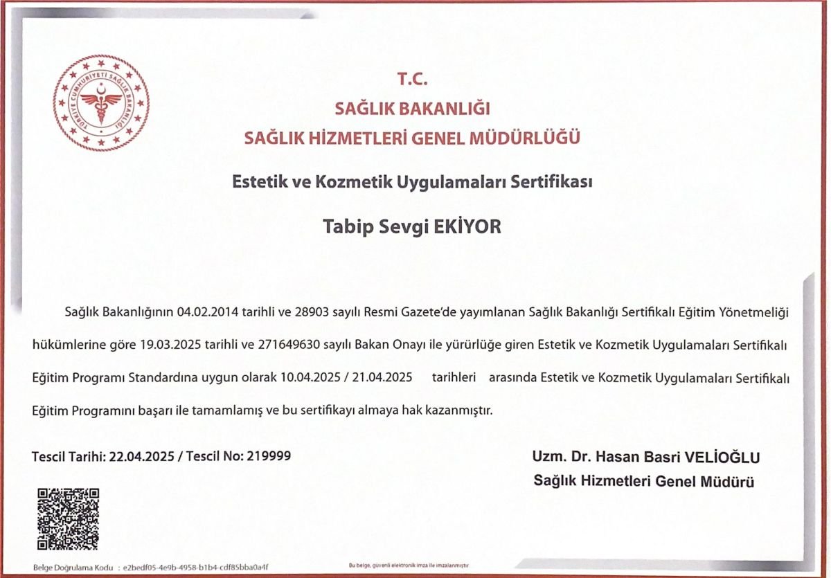 Licencia médica válida para Dr. Sevgi Ekiyor