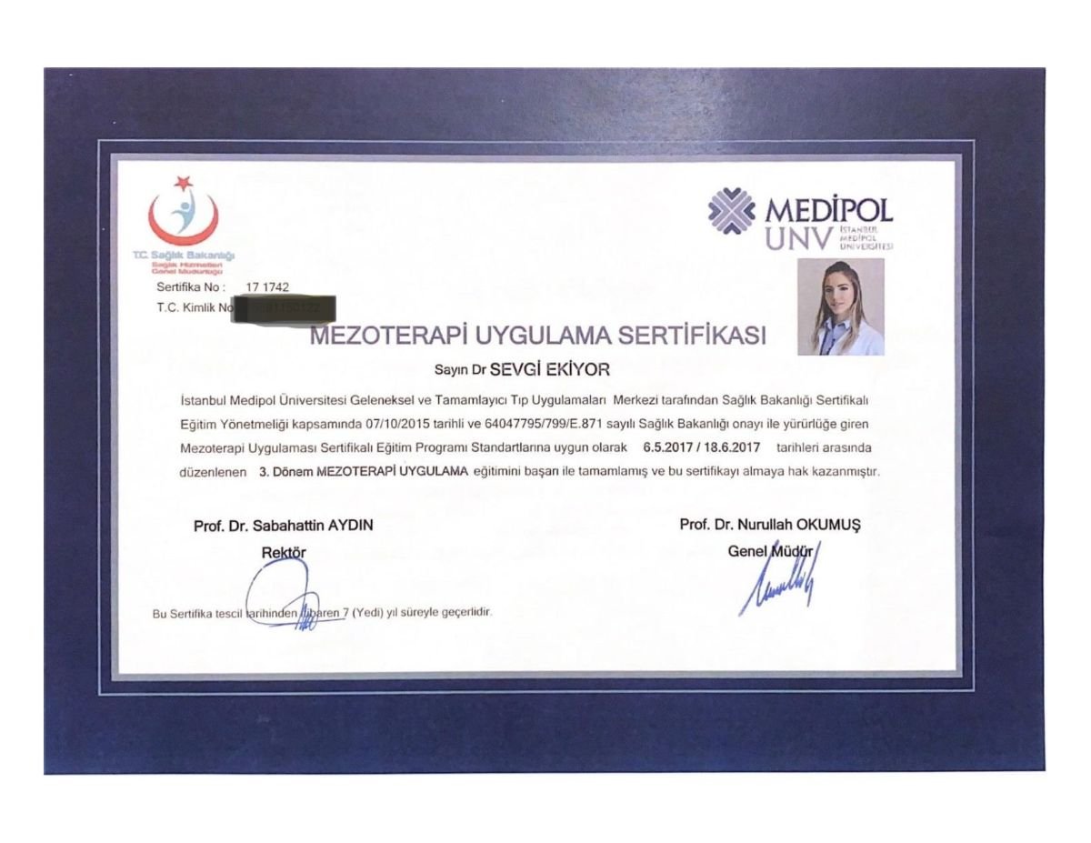 Licencia médica válida para Dr. Sevgi Ekiyor